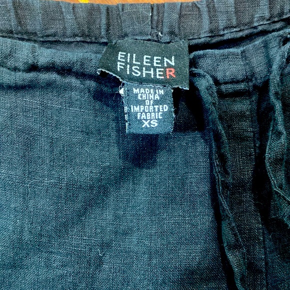 Dark Black Eileen Fisher Linen Pants - Picture 3 of 6